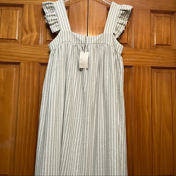 A New Day Linen Blend Striped Summer Dress Size Large NWT - Picture 2 of 7